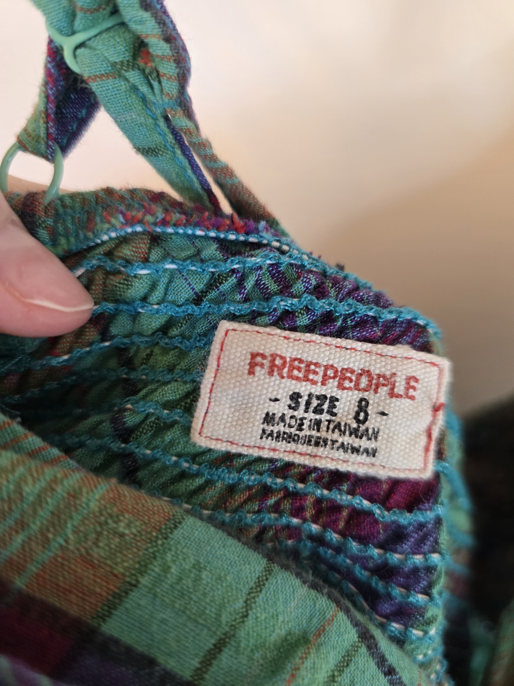 Free People Plaid Spaghetti Strap Sundress in Teal & Purple - Picture 4 of 5